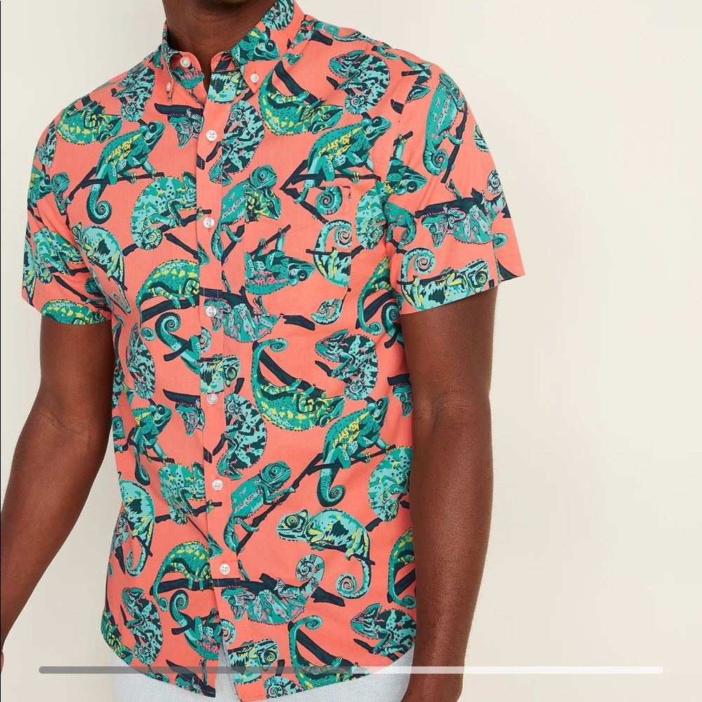Built-In Flex Printed Everyday Short-Sleeve Shirt